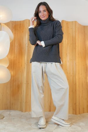 Purdy Cable Luxury Knit Charcoal /3=